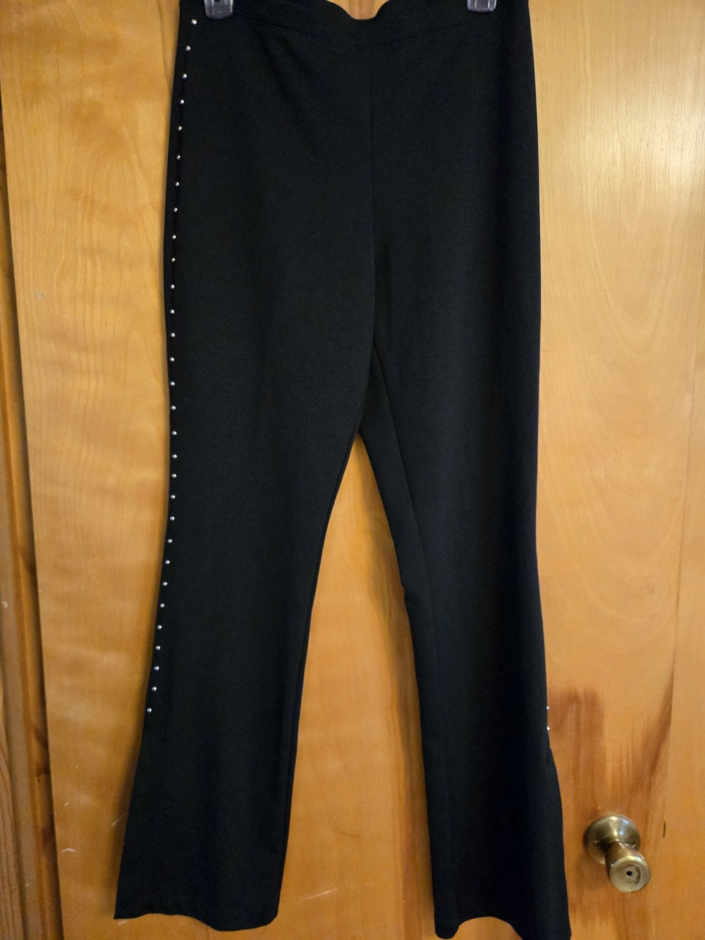 Express Black Flare Pants with Side Stud Accents